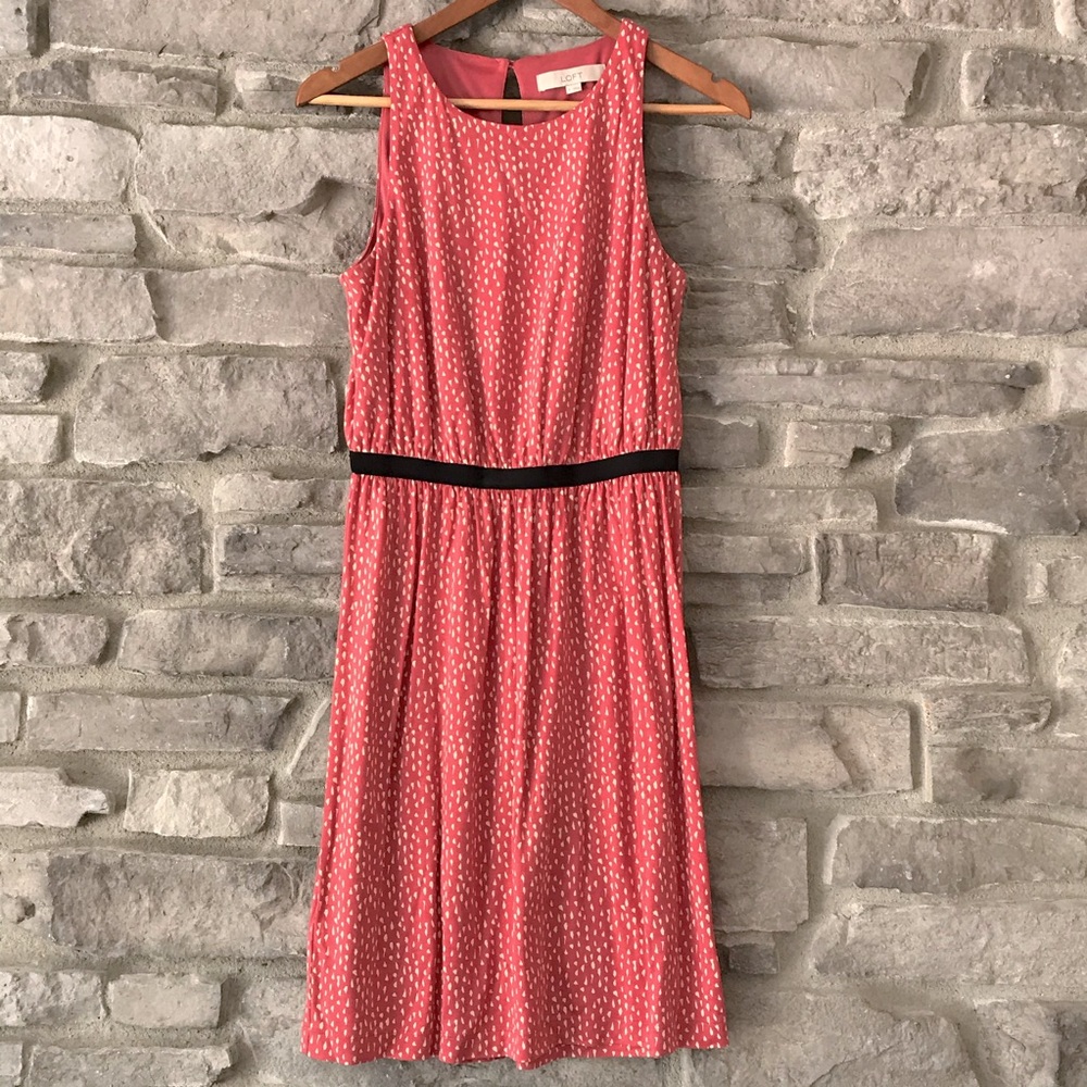 Ann Taylor LOFT Size S Pink with Cream Dots Knit Dress